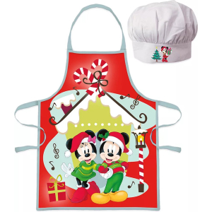 Disney Minnie Kerst Kinderschort Set 2-delig | Schort & Koksmuts | 100% Polyester | Cadeau voor Kids 3-8 jaar Disney Minnie Kerst Kinderschort Set 2-delig | Schort & Koksmuts | 100% Polyester | Cadeau voor Kids 3-8 jaar