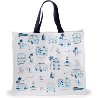 Boodschappentas - Volkswagen Busje VW T1 - Explore - Wit&Blauw - Duurzaam RPET