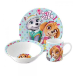 Paw Patrol - top girl pups - Sterren - porselein cadeau set - 3 delig - kinderservies