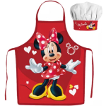 Minnie Mouse Kokssetje Muts en Schort Hartjes Rood