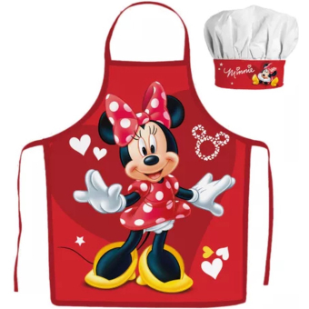 Minie Mouse Kokssetje Muts en Schort Hartjes Rood