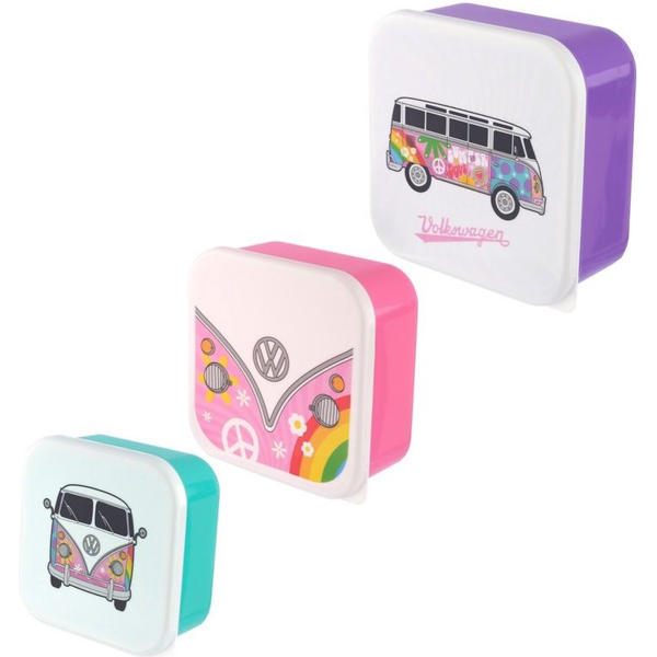 Set van 3 Lunchboxen – Summer Volkswagen Busje VW T1 – M/L/XL – BPA-vrij