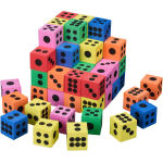 foam dobbelsteen - set van 60 - 4 cm - zacht - leren rekenen - gekleurd