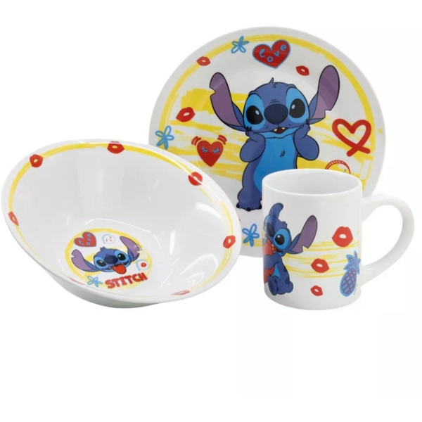 Disney - Lilo & Stitch - hart - porseleinen cadeau set - 3 delig - kinderservies