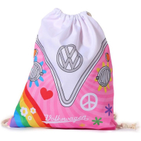 zwemtas / turnzak VW T1 roze . Trekkoord rugzak