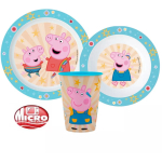 Peppa Pig Kinderserviesset 3-delig – Bord, Kom & Beker | Leuke & Duurzame Disney Servies Set voor Kinderen | ontbijtservies