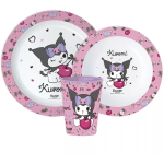 Hello Kitty & Kuromi 3-delige Kinderserviesset - Bord, Kom & Beker