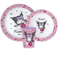 Hello Kitty & Kuromi 3-delige Kinderserviesset - Bord, Kom & Beker