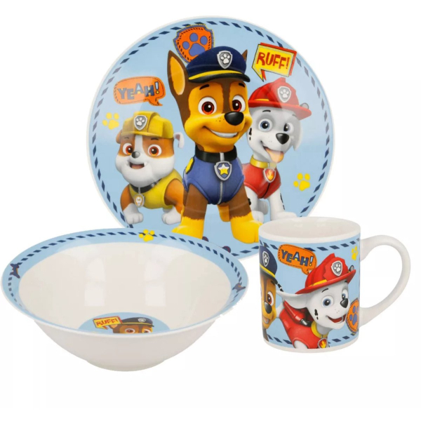Paw Patrol - boys icons - pups - porseleinen cadeau set - 3 delig - kinderservies