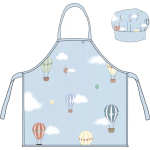 Luchtballon - Kinder schort met koksmuts | 2-delige keukenset | Verkleedset voor koken en bakken | Geschikt voor kinderen 3 t/m 8 jaar