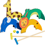 Croquet spel voor kinderen - Houten buitenspel met hamers en ballen