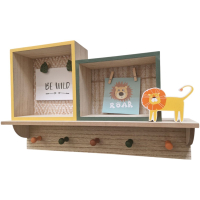 Kinderkamer muurplank / fotolijst / kapstok / Wild africa / tawo galeria / Leeuw / Safari / babykamer / decoratie