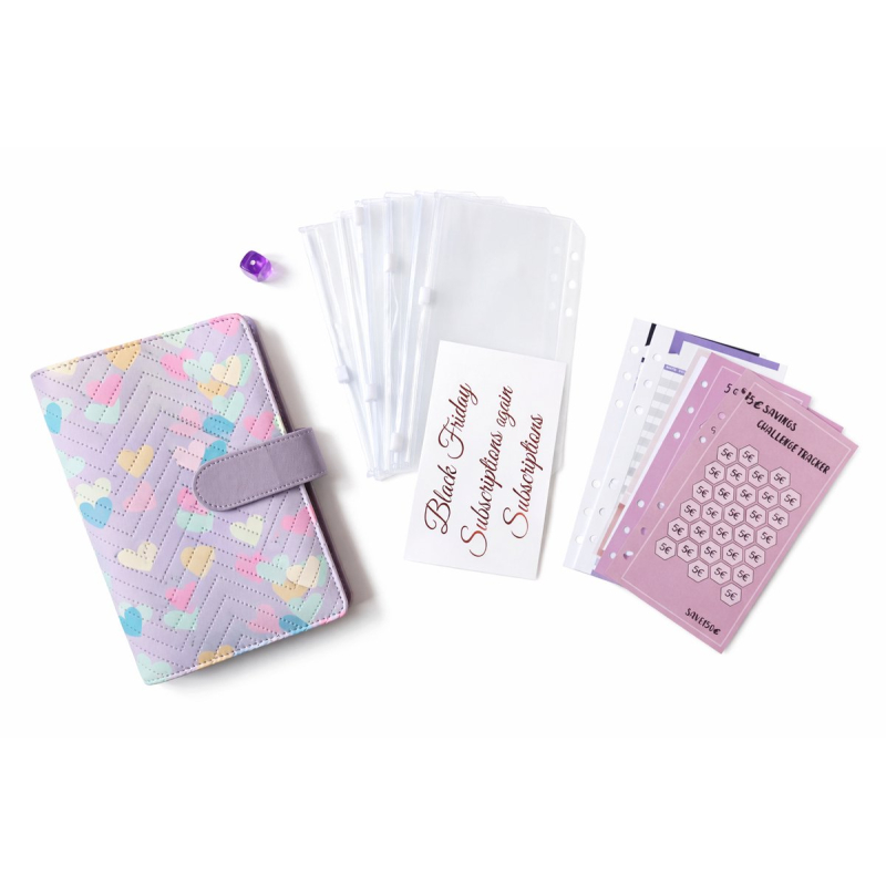 Budget Binder A6 Hartjes Lila/Paars - Complete Spaarmap Set