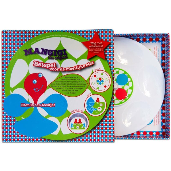 Mangigi - eetspel - moeilijke eter - weg met de eetstress - educatief spel - eten is een feestje - draai, hap en beter eten