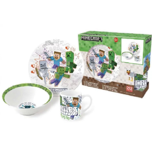 Minecraft - Explore more - porseleinen cadeau set - 3 delig - kinderservies