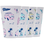 Set Picknick/Camping Bekers RPET - Volkswagen T1 Campers Explore More - 4 stuks - 450ml - 13x9cm