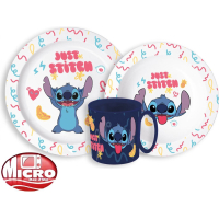 Disney Lilo & Stitch Ontbijtset – 3-delig Kinderservies – BPA-vrij – Bord, Kom & Beker – Palms Design - Kinderservies