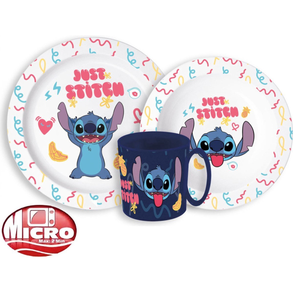 Disney Lilo & Stitch Ontbijtset – 3-delig Kinderservies – BPA-vrij – Bord, Kom & Beker – Palms Design - Kinderservies