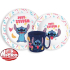 Disney Lilo & Stitch Ontbijtset – 3-delig Kinderservies – BPA-vrij – Bord, Kom & Beker – Palms Design - Kinderservies