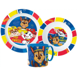 Paw Patrol – Chase, Rubble & Marshall – Kinderserviesset 3-delig – Bord, Kom en Beker
