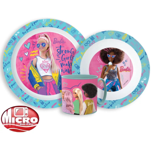 Barbie – Kinderserviesset 3-delig – Bord, Kom en Beker