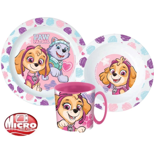 Paw Patrol Skye & Everest Ontbijtset -3 delig - Lunchset - Dinerset Bord, Bakje en Beker 350ml