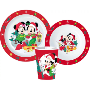 Minnie Mouse Kerst – Kinderserviesset 3-delig – Bord, Kom en Beker