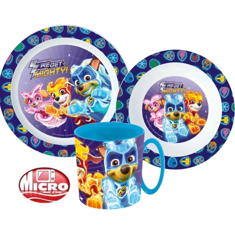 Mighty Paw Patrol Kinderserviesset 3-delig – Bord, Kom en Beker
