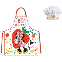 Minnie Mouse - Kinder schort met koksmuts | 2-delige keukenset | Verkleedset voor koken en bakken | Geschikt voor kinderen 3 t/m 8 jaar
