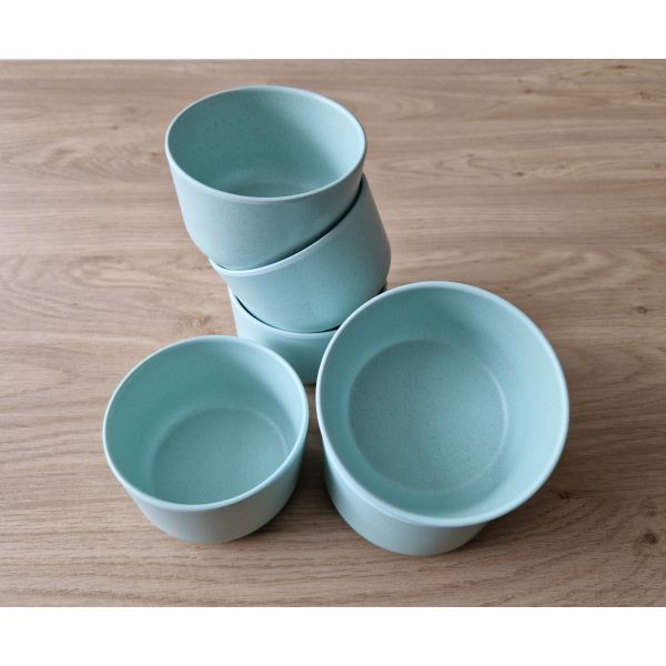 kommen / bakjes van bamboe mintgroen set van 6