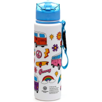 Drinkfles - Volkswagen Busjes Retro Free Spirit - Ecozen - Pop Top - 600ml - 23x7x7cm