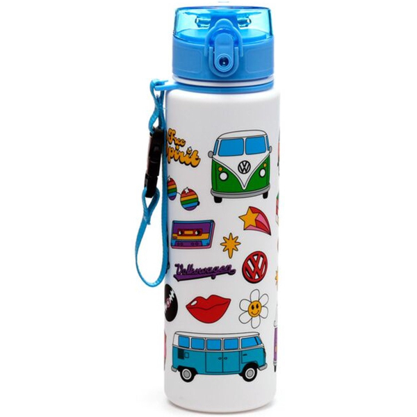 Drinkfles - Volkswagen Busjes Retro Free Spirit - Ecozen - Pop Top - 600ml - 23x7x7cm