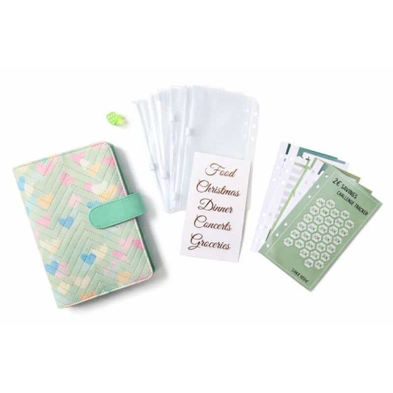 Budget Binder A6 Hartjes Groen - Complete Spaarmap Set