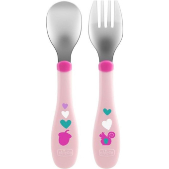 Chicco Bestek Baby - Metaal Bestek - Roze