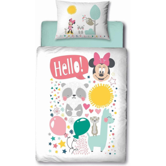 Minnie mouse - Ledikant dekbedovertrek - Hello - 100x135 cm