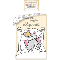 Tom & Jerry - Baby Dekbedovertrek - Sleep Well - 100 x 135 cm + 40 x 60 cm - Katoen