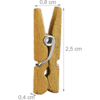 Relaxdays mini knijpers - set van 144 stuks - houten knijpers - knijpertjes - wasknijpers - goud