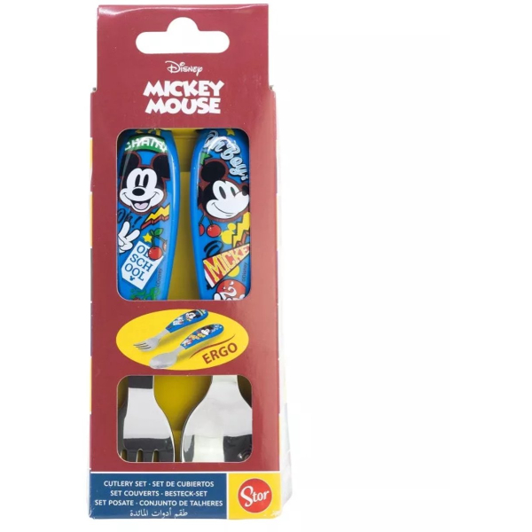 Disney Mickey True Champions Bestekset Kind – 2-delig – Lepel & Vork – Veilig Leren Eten – Roestvrijstaal – Jongens