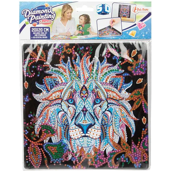 Toi Toys - Diamond painting - Leeuw - Dieren - Creatief - extra glans - 20 x 20cm - complete set