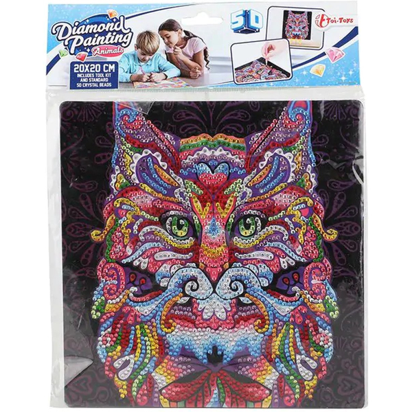 Toi Toys - Diamond painting - Kat - Dieren - Creatief - extra glans - 20 x 20cm - complete set