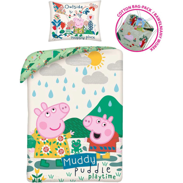 Peppa Pig - bedovertrek - 140×200 cm - 1 persoons - "muddy puddle playtime"