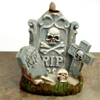 Halloween RIP Grafsteen Backflow Wierookhouder - Set van 2 Stuks