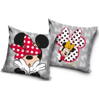 Disney Minnie Mouse Kussenhoes – 40x40 cm – Zacht Fluweel – Grijs – Kussensloop