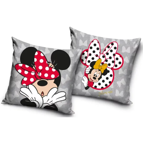 Disney Minnie Mouse Kussenhoes – 40x40 cm – Zacht Fluweel – Grijs – Kussensloop