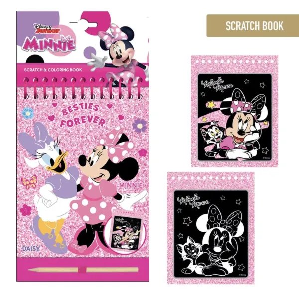 Minnie’s Besties Kraskaarten & Kleurplaten Set – 14x21 cm – 14 Afbeeldingen + Kraspen – Creatief Plezier voor Disney Fans
