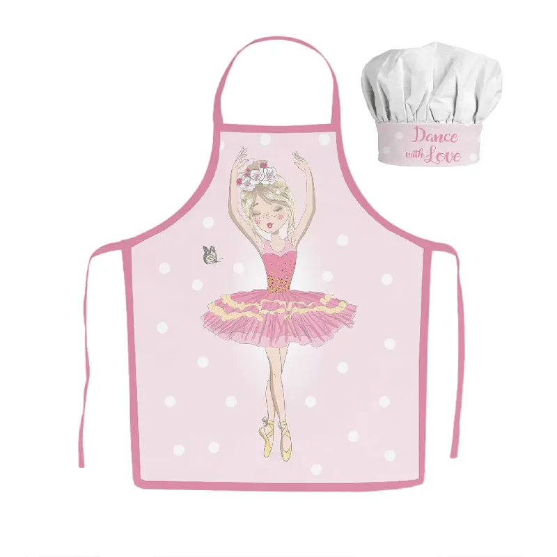Ballet Ballerina Kinderkookset – Schort & Koksmuts – 2-delig – 100% Polyester – Leeftijd 3-8 jaar