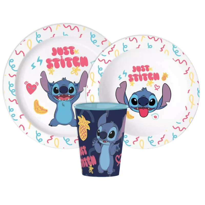 Lilo & Stitch Kinderserviesset 3-delig - Bord, Kom, Beker, Ontbijtset