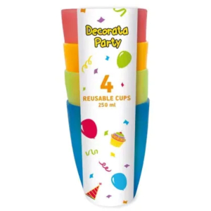 Colour Set van 4 kleurrijke plastic bekers – 250 ml – lichtgewicht en duurzaam – multicolor Colour Set van 4 kleurrijke plastic bekers – 250 ml – lichtgewicht en duurzaam – multicolor