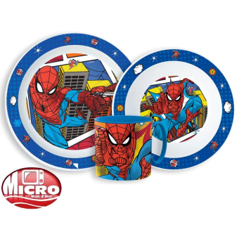 Spiderman Web Kinderserviesset – 3-delig – Bord, Kom en Beker – BPA-vrij – Voor Peuters en Kleuters