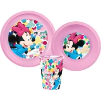 Minnie mouse - ontbijtset - beker, bord, bakje - 3 delig - kinderservies